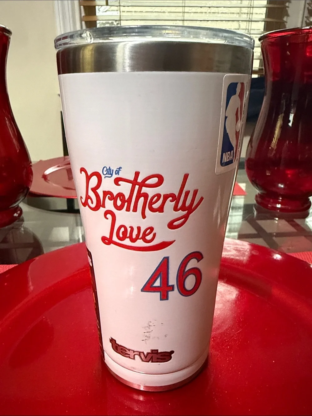 tervis White and Red 'Brotherly Love' Travel Tumbler